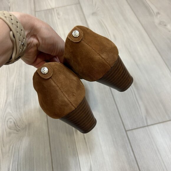 Clarks Vendra Bloom Brown Suede Wedge Heels Women's 10 Career Office Academia - Picture 7 of 8